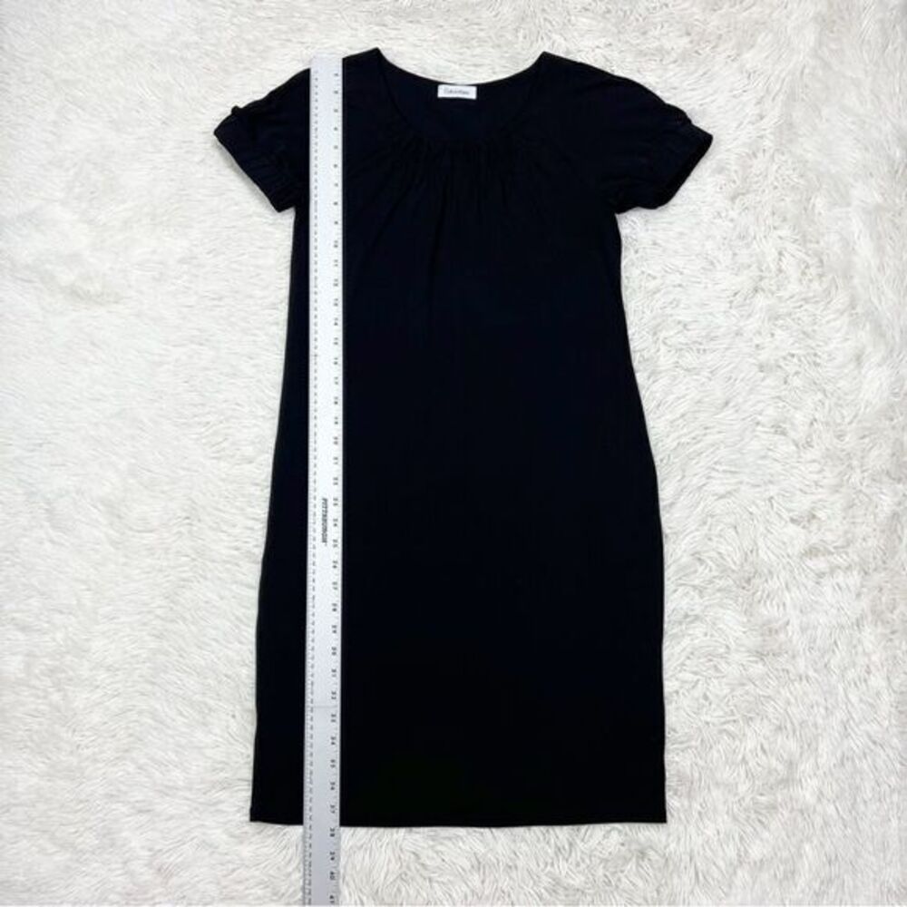 Calvin Klein Black Short Sleeve Stretch Shift Dress Size Small - Picture 3 of 5